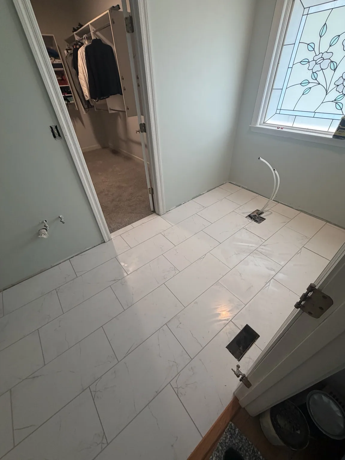 Bathroom flooring and plumbing preparation