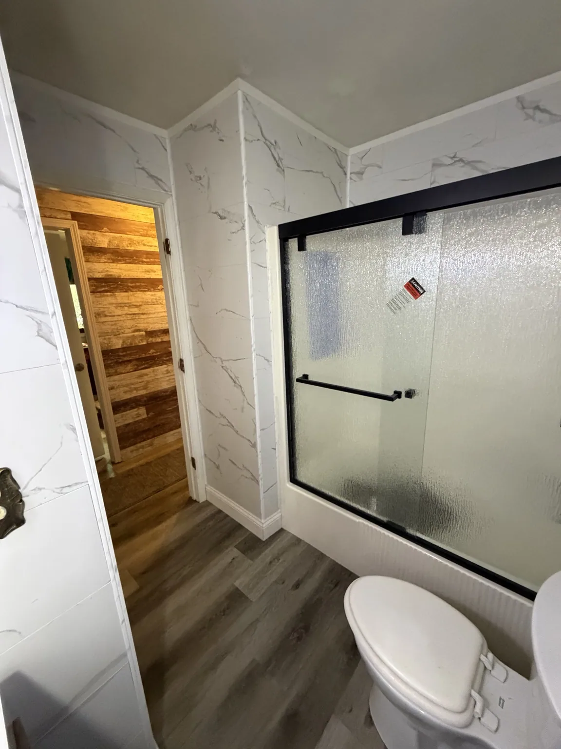 Finished shower and bathroom wall installation